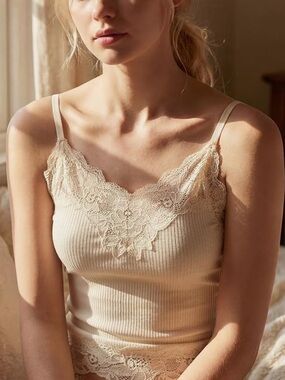 Multi colors Lace-Trim Ribbed Camisole Fits s/m
